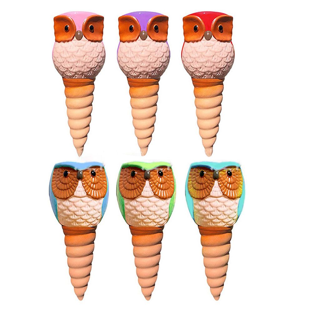 6Pcs Owl Plant Irrigation Automatic Watering Stakes Terracotta Spiral Devices for Indoor and Outdoor Plants Watering