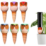 6Pcs Owl Plant Irrigation Automatic Watering Stakes Terracotta Spiral Devices for Indoor and Outdoor Plants Watering