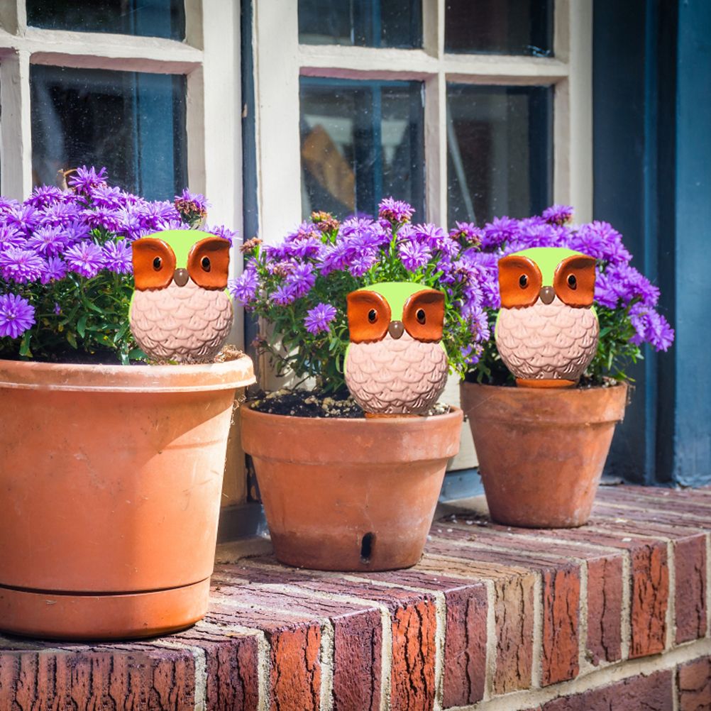 6Pcs Owl Plant Irrigation Automatic Watering Stakes Terracotta Spiral Devices for Indoor and Outdoor Plants Watering