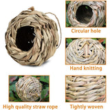 Hummingbird Houses for Outside Hanging Natural Hand Woven Bird Nesting Finch Bird House Gifts for Indoor Outdoor Decoration - Side View