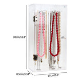 Acrylic Necklace Holder with 24 Hooks Clear Necklace Organizer Dustproof Rotation Jewelry Storage Stand Display Case
