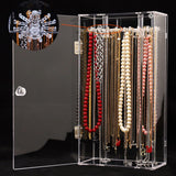 Acrylic Necklace Holder with 24 Hooks Clear Necklace Organizer Dustproof Rotation Jewelry Storage Stand Display Case