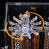 Acrylic Necklace Holder with 24 Hooks Clear Necklace Organizer Dustproof Rotation Jewelry Storage Stand Display Case - Low Angle