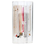 Acrylic Necklace Holder with 24 Hooks Clear Necklace Organizer Dustproof Rotation Jewelry Storage Stand Display Case