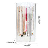 Acrylic Necklace Holder with 24 Hooks Clear Necklace Organizer Dustproof Rotation Jewelry Storage Stand Display Case - Front View