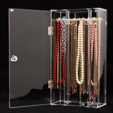 Acrylic Necklace Holder with 24 Hooks Clear Necklace Organizer Dustproof Rotation Jewelry Storage Stand Display Case - Side View