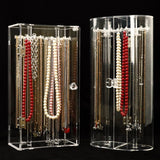 Acrylic Necklace Holder with 24 Hooks Clear Necklace Organizer Dustproof Rotation Jewelry Storage Stand Display Case