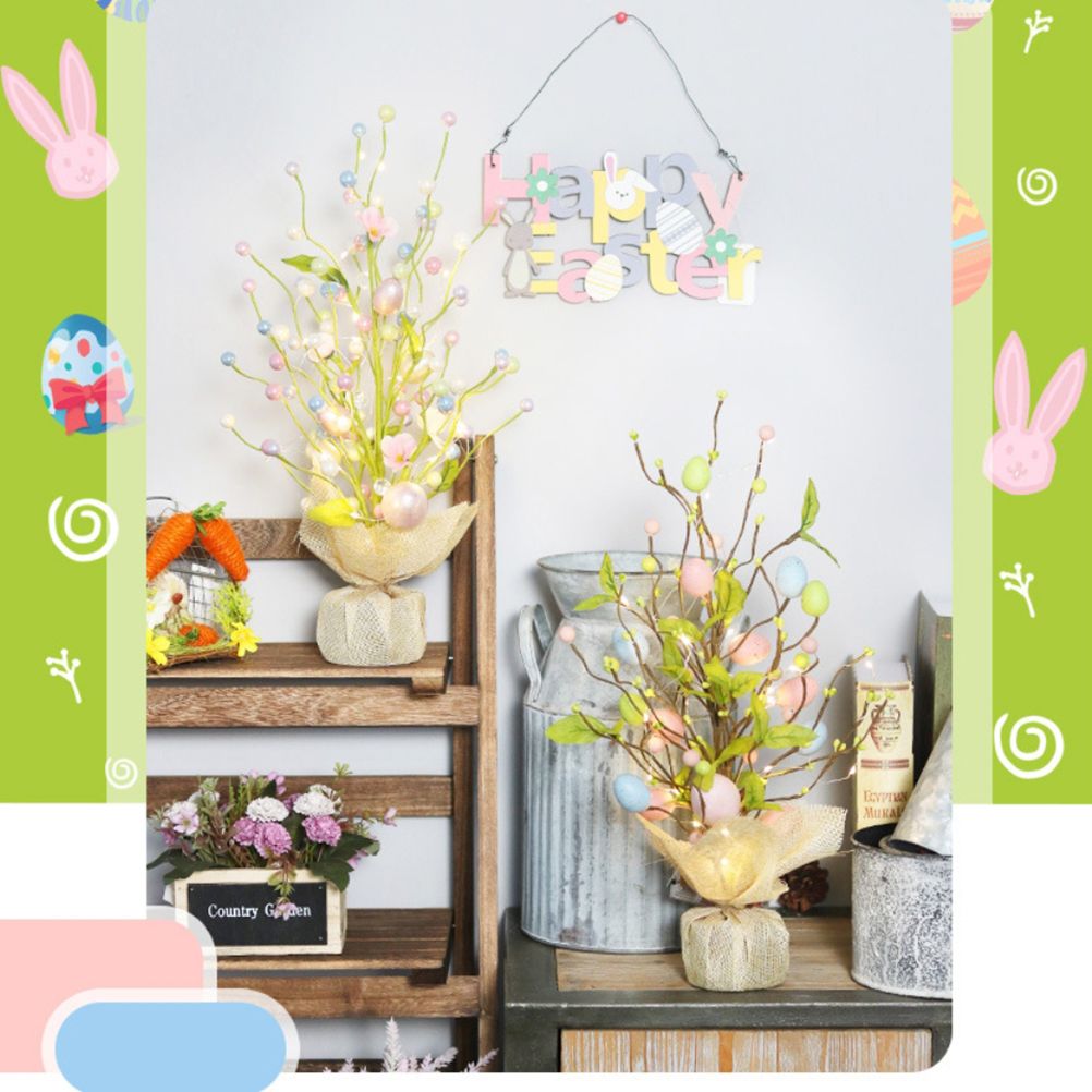 45cm LED Lights Easter Egg Decoration Tree Easter Decorations Eggs Tree Home Desk Decor Scene Shopping Mall Layout Photography Props