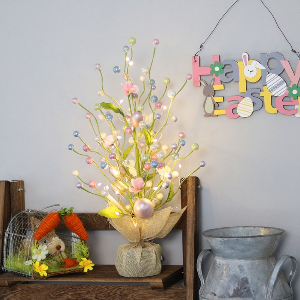 45cm LED Lights Easter Egg Decoration Tree Easter Decorations Eggs Tree Home Desk Decor Scene Shopping Mall Layout Photography Props