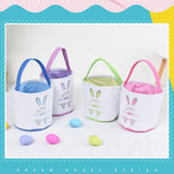 Cute Easter Bunny Canvas Basket Kids Easter Storage Gift and Egg Rabbit Basket for Children Party Decoration - Rear View