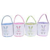 Cute Easter Bunny Canvas Basket Kids Easter Storage Gift and Egg Rabbit Basket for Children Party Decoration