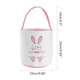 Cute Easter Bunny Canvas Basket Kids Easter Storage Gift and Egg Rabbit Basket for Children Party Decoration - Front View