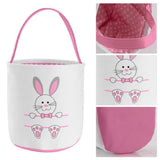 Cute Easter Bunny Canvas Basket Kids Easter Storage Gift and Egg Rabbit Basket for Children Party Decoration - Side View