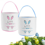 Cute Easter Bunny Canvas Basket Kids Easter Storage Gift and Egg Rabbit Basket for Children Party Decoration - Top-Down View