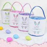 Cute Easter Bunny Canvas Basket Kids Easter Storage Gift and Egg Rabbit Basket for Children Party Decoration - 45-Degree Angle