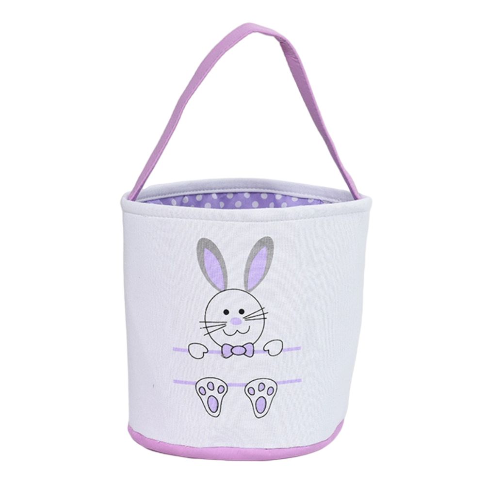 Cute Easter Bunny Canvas Basket Kids Easter Storage Gift and Egg Rabbit Basket for Children Party Decoration
