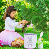 Cute Easter Bunny Canvas Basket Kids Easter Storage Gift and Egg Rabbit Basket for Children Party Decoration