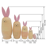 Russian Nesting Rabbit Dolls Toys Cartoon Cute Rabbit Animal Handmade Stacking Toys Easter Gifts for Children Kids - Front View