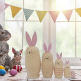 Russian Nesting Rabbit Dolls Toys Cartoon Cute Rabbit Animal Handmade Stacking Toys Easter Gifts for Children Kids - Side View
