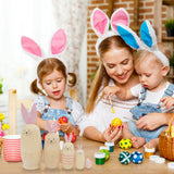 Russian Nesting Rabbit Dolls Toys Cartoon Cute Rabbit Animal Handmade Stacking Toys Easter Gifts for Children Kids