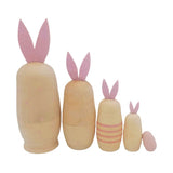 Russian Nesting Rabbit Dolls Toys Cartoon Cute Rabbit Animal Handmade Stacking Toys Easter Gifts for Children Kids - Rear View