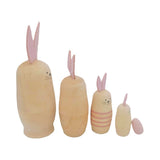 Russian Nesting Rabbit Dolls Toys Cartoon Cute Rabbit Animal Handmade Stacking Toys Easter Gifts for Children Kids - Close-Up Angle