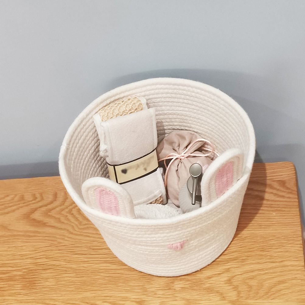 Cute Rabbit Basket Easter Bunny Ear Storage Bag Portable Candy Bag for Storing Cosmetics and Snacks