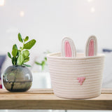 Cute Rabbit Basket Easter Bunny Ear Storage Bag Portable Candy Bag for Storing Cosmetics and Snacks