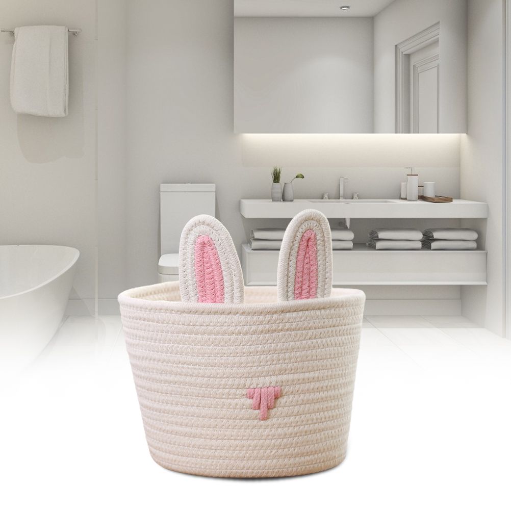 Cute Rabbit Basket Easter Bunny Ear Storage Bag Portable Candy Bag for Storing Cosmetics and Snacks