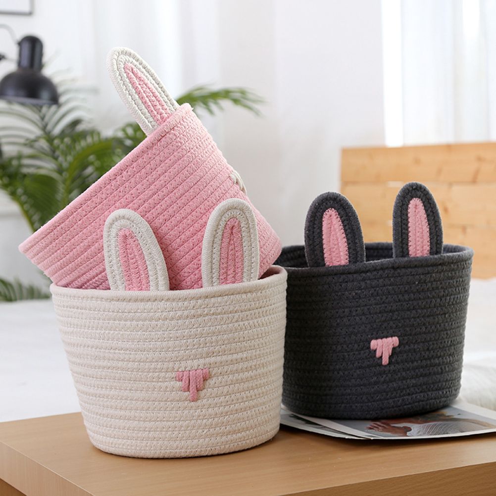 Cute Rabbit Basket Easter Bunny Ear Storage Bag Portable Candy Bag for Storing Cosmetics and Snacks