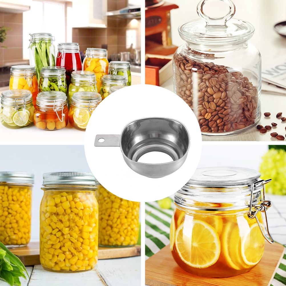 Large Opening Funnel Stainless Steel Jam Funnel Filling Aid Jam Funnel with Handle Protection for Jam Liquid Oil Beans in Jars