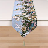 Dinner Party Table Decoration Easter Bunny Table Runner for Kitchen and Wine Cabinets Knitted Rabbit Table Runners