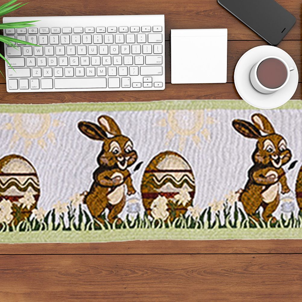 Dinner Party Table Decoration Easter Bunny Table Runner for Kitchen and Wine Cabinets Knitted Rabbit Table Runners