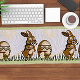 Dinner Party Table Decoration Easter Bunny Table Runner for Kitchen and Wine Cabinets Knitted Rabbit Table Runners - Top-Down View