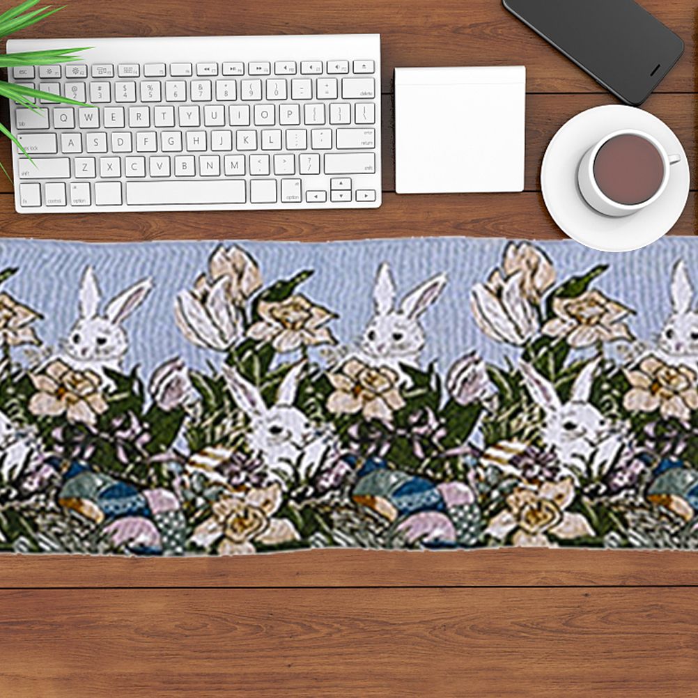 Dinner Party Table Decoration Easter Bunny Table Runner for Kitchen and Wine Cabinets Knitted Rabbit Table Runners