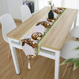 Dinner Party Table Decoration Easter Bunny Table Runner for Kitchen and Wine Cabinets Knitted Rabbit Table Runners - Close-Up Angle