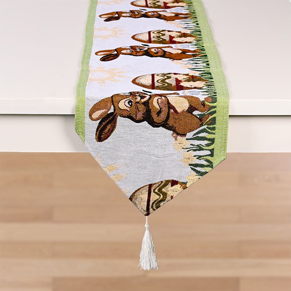Dinner Party Table Decoration Easter Bunny Table Runner for Kitchen and Wine Cabinets Knitted Rabbit Table Runners
