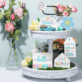 Easter Tiered Tray Decor Farmhouse Mini Wood Spring Signs Decorations for Home Desk Ornament