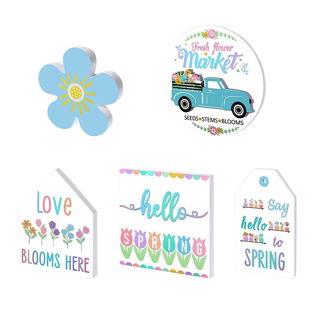 Easter Tiered Tray Decor Farmhouse Mini Wood Spring Signs Decorations for Home Desk Ornament