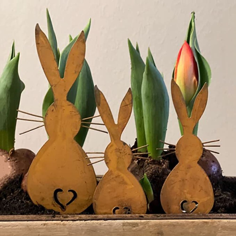 Easter Iron Bunny Adornments Easter Crafts Decorations for Lawn Garden Ornament