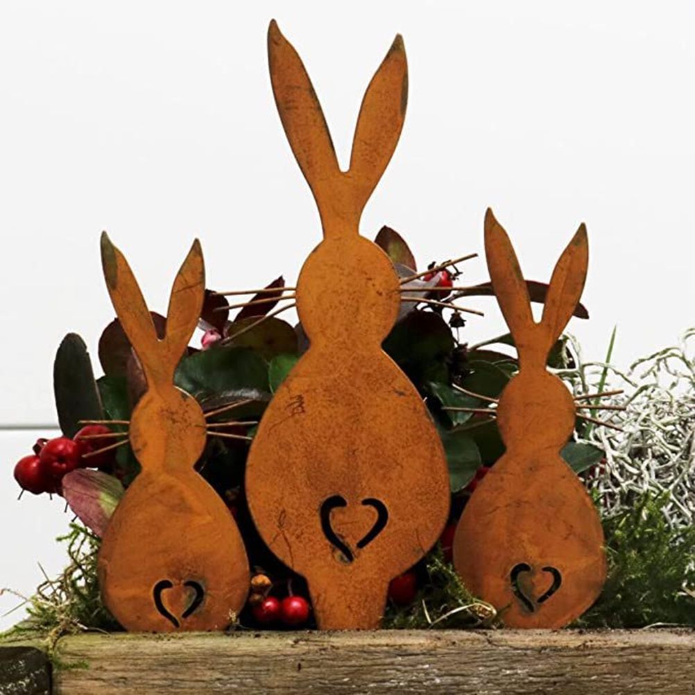 Easter Iron Bunny Adornments Easter Crafts Decorations for Lawn Garden Ornament