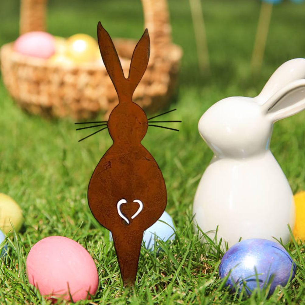 Easter Iron Bunny Adornments Easter Crafts Decorations for Lawn Garden Ornament