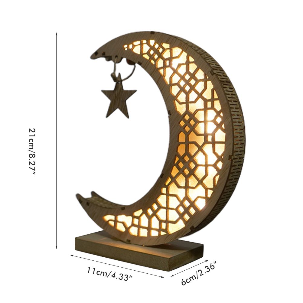 Ramadan LED Decorative Lights Wooden Crafts Night Light for Muslim Ramadan Gift Islamic Wall Table Decoration