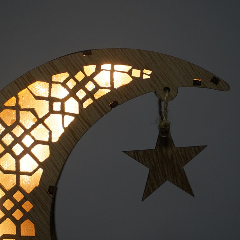 Ramadan LED Decorative Lights Wooden Crafts Night Light for Muslim Ramadan Gift Islamic Wall Table Decoration