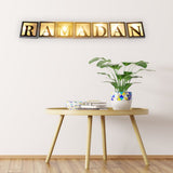 Ramadan LED String Light Decoration Wooden Hollow Letters Pendant for Ramadan Eid Mubarak Home Decor