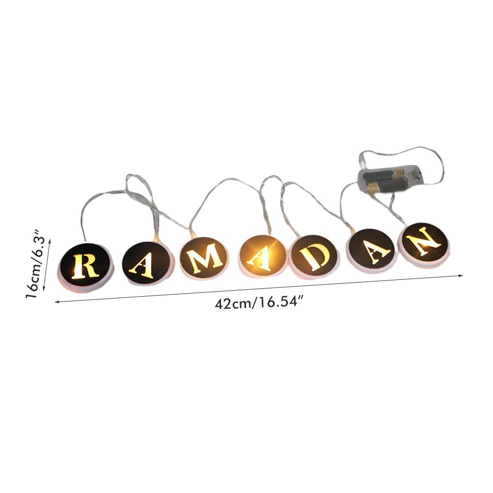 Ramadan LED String Light Decoration Wooden Hollow Letters Pendant for Ramadan Eid Mubarak Home Decor