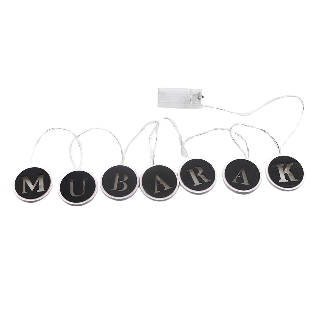 Ramadan LED String Light Decoration Wooden Hollow Letters Pendant for Ramadan Eid Mubarak Home Decor