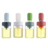 Oil Bottle with Silicone Brush Oil Dispenser Silicone Dropper Measuring Oil Container for Kitchen Cooking Frying Baking - Side View