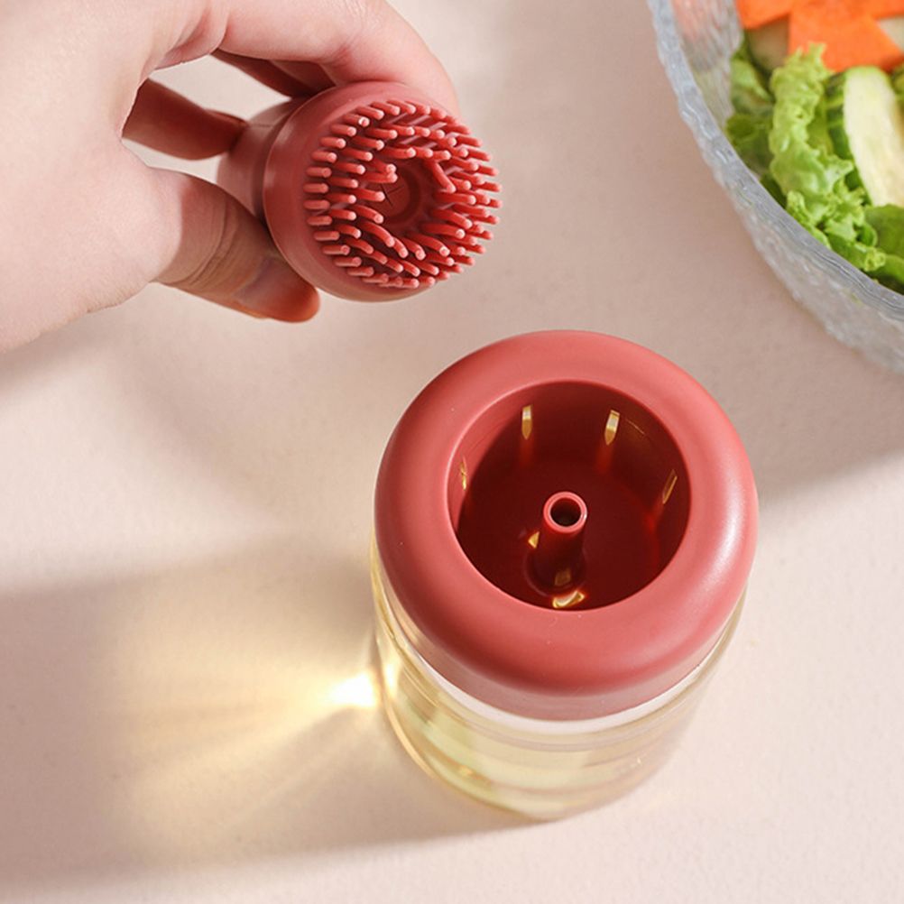 Oil Bottle with Silicone Brush Oil Dispenser Silicone Dropper Measuring Oil Container for Kitchen Cooking Frying Baking