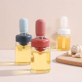Oil Bottle with Silicone Brush Oil Dispenser Silicone Dropper Measuring Oil Container for Kitchen Cooking Frying Baking - 45-Degree Angle